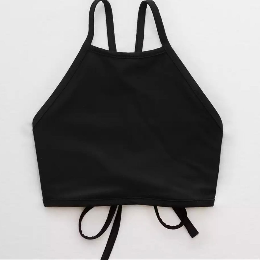 Aerie High Neck Swim Top Black